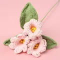 Handmade crochet lily of the valley flowers in light pink with green leaves - Lily of the Valley Bouquet / Pink