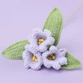 Handmade crochet lavender bell flowers with green leaves and yellow stamens on a stem - Lily of the Valley Bouquet / Purple