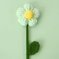 Handmade crochet rose flower in vibrant yellow and green yarn for home decor - Chenille Puff Flower Bouquet / Green