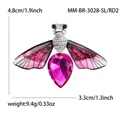 Simpatica spilla ape in cristallo argento con una grande gemma rosso rosa - Argento Rosa Rosso Rosso
