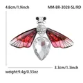 Spilla ape in cristallo con ali rosse e grande gemma a forma di pera in argento lucido - Argento Bianco Rosso