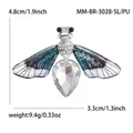 Spilla ape in cristallo con corpo argentato e ali sfumate tra blu e viola - Argento Bianco Viola