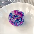 Pinza per capelli in acetato a conchiglia con motivo marmorizzato viola e oro - Viola fantasma