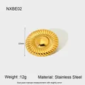 Golden 32mm stainless steel pendant with wrinkled texture, weight 12g, luxury accessory - Round Pleated Texture Style (NXBE02)