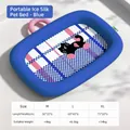 Tapis rafraîchissant bleu pour chien en soie glacée avec tableau des tailles - Nid portatif en soie de glace (Bleu) / M