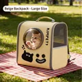 Beige large cat backpack carrier with bubble window and breathable mesh, 36x22x39cm - Large / Backpack Style / Beige