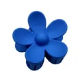 Blue matte flower hair claw clip with large floral design and resin finish for women - Large Flower Style / Sapphire Blue