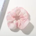 Lustrous pearlescent pink and white gradient satin scrunchie with a puffy design - Gradient Pink Mesh Scrunchie