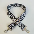 Adjustable shoulder strap for bags with black and white leopard print and gold hardware - Black and White Leopard Print