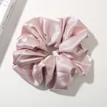 Elegant oversized light pink satin scrunchie with a soft silk glossy finish - Lotus Root Pink - Luminous Satin