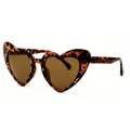 Fashionable leopard print heart shaped sunglasses with dark brown tinted lenses - Leopard Print Glasses