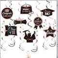 2026 graduation party spiral hanging swirls set with black and gold Congrats Grad cards - Rose Gold Hanging Decor (Spiral Style)