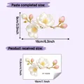 Adesivo murale con camelia stile ceramica dorata e foglie d'oro per decorazione - Decorazione in PVC effetto ceramica Camelia (HY-KG239) / 11.8cm*18cm
