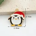 Christmas penguin alloy enamel charm with red hat and gold trim 2.15cm pendant - 10# Penguin With Christmas Hat