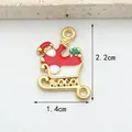 Weihnachtsmann-Schlitten DIY Anhänger aus Emaille in Rot und Grün mit 2,2 cm Höhe - 4# Weihnachtsmann mit Schlitten