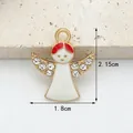 Goldener Engelanhänger mit roter Emaillierung und Strasssteinen 2,15 cm x 1,8 cm - 7# Weißer Engel mit Strass