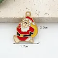 DIY Weihnachtsmann Anhänger aus Emaille und Legierung mit goldener Basis 2,3cm - 9# Weihnachtsmann mit Geschenksack