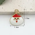 Weihnachtsmann-Emaille-Anhänger in Goldoptik für DIY-Schmuck 1,9 cm x 1,6 cm - Weihnachtsmann-Kopf (D4172)