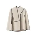 Poncho con bufanda integrada en color beige con costuras negras en contraste - Talla única / Blanco Roto