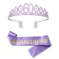 60th Birthday tiara and sash set with purple rhinestones and 60 & FABULOUS text - 60th Birthday Style / Purple