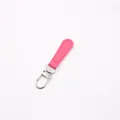 Pink leather tassel zipper pull with silver metal spring hook for bags and DIY crafts - Rose Red