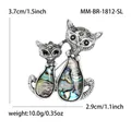 Cat couple brooch in antique silver finish with iridescent abalone shell inlay - Antique Silver Cat (MM-BR-1812-SL) / Silver
