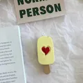 Cute ice cream shaped fridge magnet in creamy yellow with a small red heart icon - Heart Ice Cream
