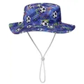 Cappello a secchiello blu navy per bambini con stampa calcio e laccetto bianco regolabile - 52cm (2-5 Anni) / Calcio Blu