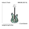 Gitarren-Brosche aus Abalone-Muschel in Silber-Optik für Anzüge Höhe von 4,4 cm - Silber (2937-SL)