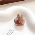 Mini rabbit-shaped acetate hair claw in gradient pink and purple with golden ears - 2.2cm / Grape Purple