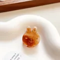Mini amber marble acetate rabbit hair claw clip with golden glitter details for women - 2.2cm / Creamy Orange