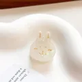 Cute cream-colored acetate rabbit hair claw clip for women and children styling - 2.2cm / AB White