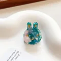 Cute bunny acetate hair claw clip with marble texture in white and blue hues - 2.2cm / Pale Blue