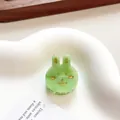 Mini light green rabbit hair claw clip with acetate glitter finish for girls - 2.2cm / Apple Green