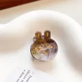Mini marble-patterned purple rabbit hair claw clip with golden metal accents - 2.2cm / Vintage Green