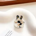 Cute bunny hair claw clip in black and white marble acetate for kids hair styling - 2.2cm / Black and White