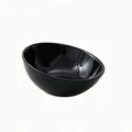 Glossy black ceramic cat bowl with an ergonomic tilted neck protection design - Large Slanted Bowl (Glossy Black)