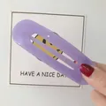 Fermaglio per capelli cavo ovale viola opaco con trama marmorea su sfondo bianco - Fermagli per capelli a becco d'anatra / Viola Chiaro