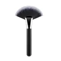 Large fan-shaped makeup brush with black handle for highlighting and face powder - Black and Silver (Large Fan)