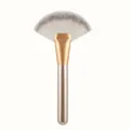Large fan shaped makeup brush with dual tone bristles and golden handle for highlighter - Champagne Gold (Large Fan)