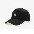 Classic black cotton baseball cap with white letter m embroidery and curved brim - [m Style] Black