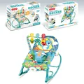 Teal infant-to-toddler rocker with owl print and removable toy bar, 18kg capacity - Owl Style (Blue)
