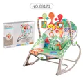 Forest animal print baby bouncer with vibration function and hanging toys - Giraffe Style (Grey)