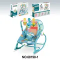 Blue infant-to-toddler rocker with toy bar, music, and vibration features for newborns - Little Bear Style (Cyan)