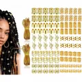 Lot de 52 anneaux de cheveux dorés évidés et breloques en forme de feuilles - Style Étendu / Doré