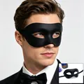 Classic black matte half-face masquerade mask for men, ideal for Halloween and parties - One Size / Black