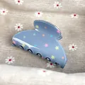 Pince à cheveux bleue en PVC avec étoiles scintillantes pour queue de cheval haute - Style Arche Moyenne Étoile Bleue