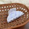 Pince à cheveux vintage blanche translucide avec motifs fleurs bleues et papillons - Style Arche Petite Fleuri Bleu Clair