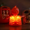 Halloween orange pumpkin skeleton LED light with warm glow for party decoration - Orange Skeleton Lamp