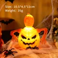 Halloween pumpkin skeleton light 10.5x4.5x11cm with orange led decorative lantern - Skeleton Lamp with Printed Expression (Orange)